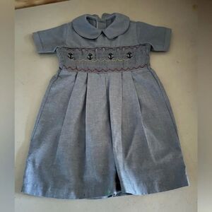 Strasburg Adorable Blue Baby Dress with Anchor Embroidery